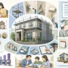 戸建て外壁塗装の費用相場と内訳｜適正価格を見抜く確認ポイントを説明するAI生成イラスト