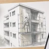 3階・4階建ての外壁塗装費用｜足場代と高くなる条件を解説を説明するAI生成イラスト