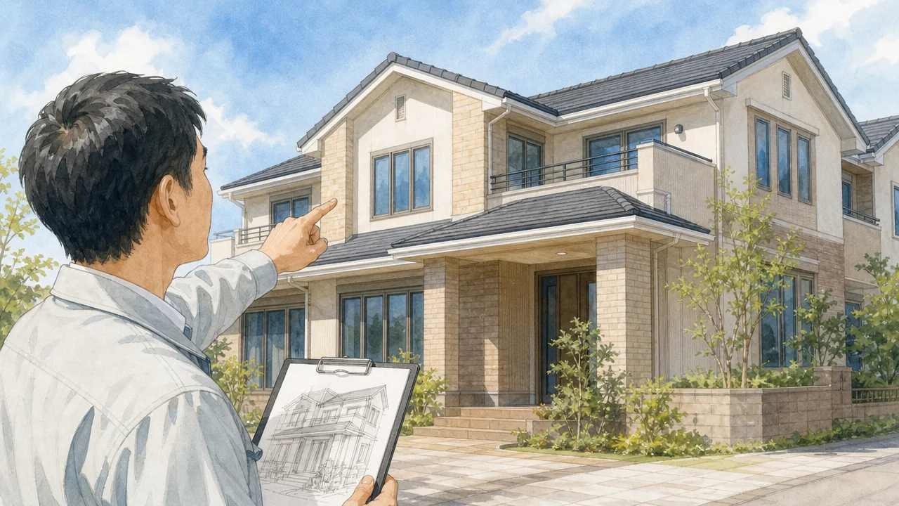 70?80坪の外壁塗装費用はいくら？大型住宅の相場と注意点を説明するAI生成イラスト