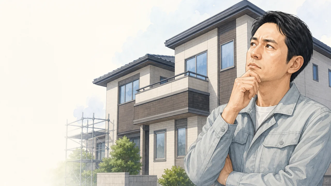 50?60坪の外壁塗装費用はいくら？相場と節約ポイントを解説を説明するAI生成イラスト
