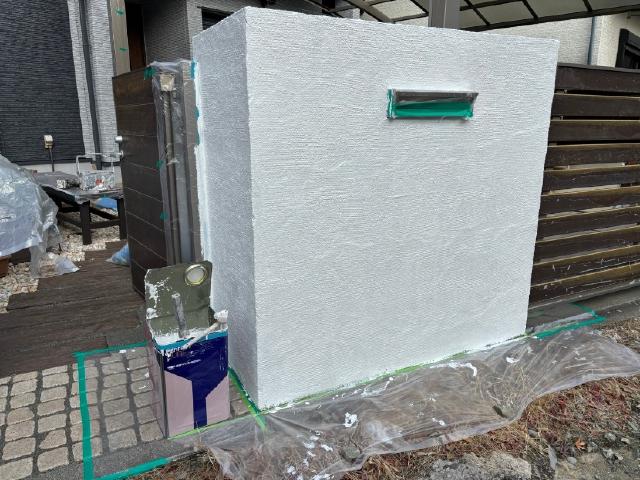 門塀の下塗り