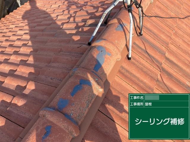 棟瓦などの亀裂へのシーリング補修
