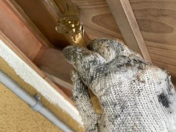軒天への浸透性防腐剤の塗布